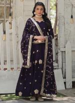 Vichitra Shimmer Purple Party Wear Embroidery Work Readymade Gown With Dupatta